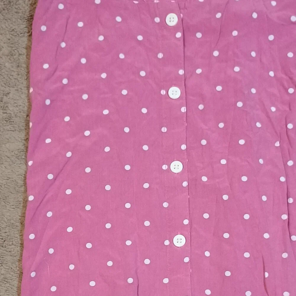 Gap Kids Dress Girls XXL 14-16 Pink White Polka Dot Button Front Tank Strap Sund
